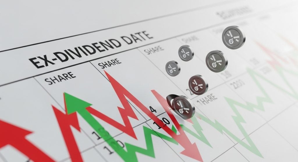 배당락일을 기준으로 주가가 상승·하락하는 그래프가 표시된 시장 반응 분석 화면
